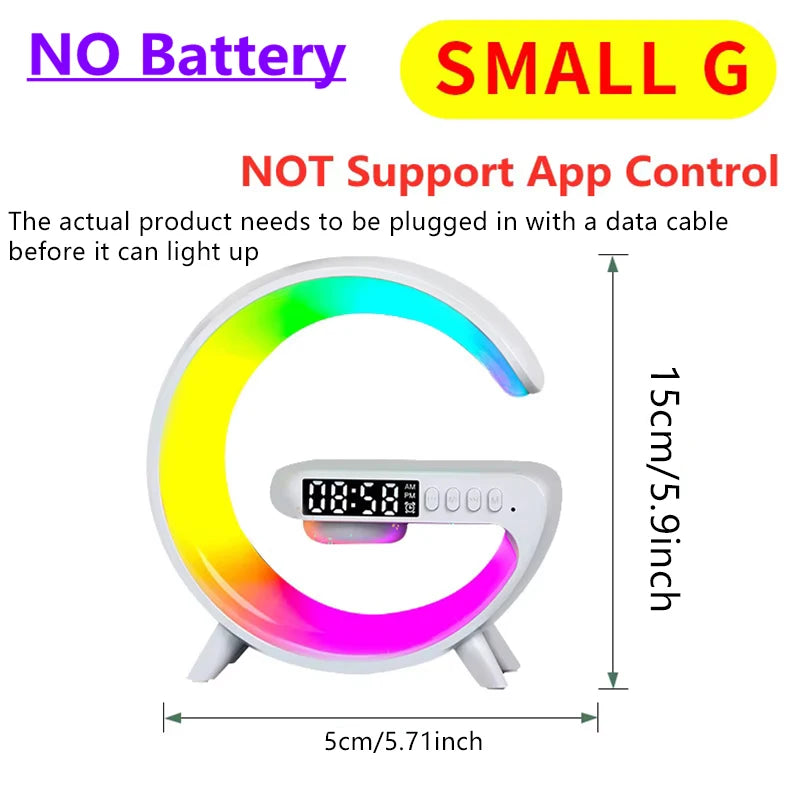 Bluetooth Speaker Atmosphere Light Wireless Charger Christmas Gift RGB Night Wake Up Handsfree Call Phone Fast Charging Station