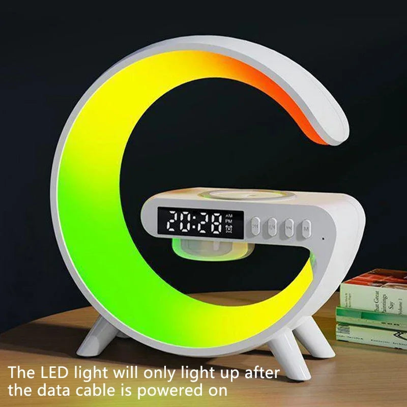 Bluetooth Speaker Atmosphere Light Wireless Charger Christmas Gift RGB Night Wake Up Handsfree Call Phone Fast Charging Station